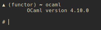 Tampilan REPL bawaan OCaml